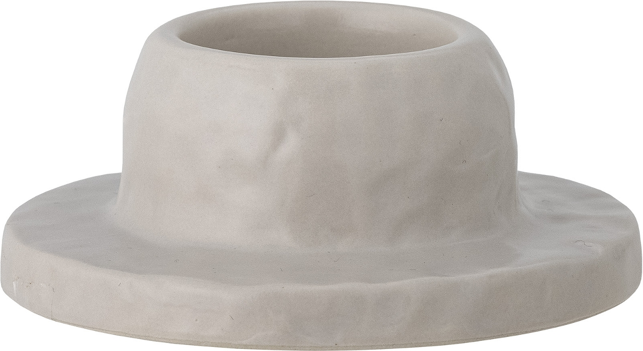 Fyrfadsstage Bloomingville Imilia hvid stentøj Ø10 x H4 cm