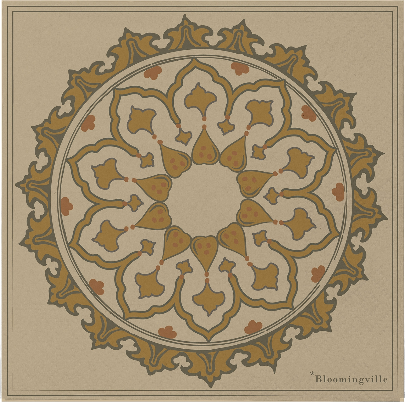 Frokostservietter Bloomingville Betri 33 x 33 cm brun mønstret
