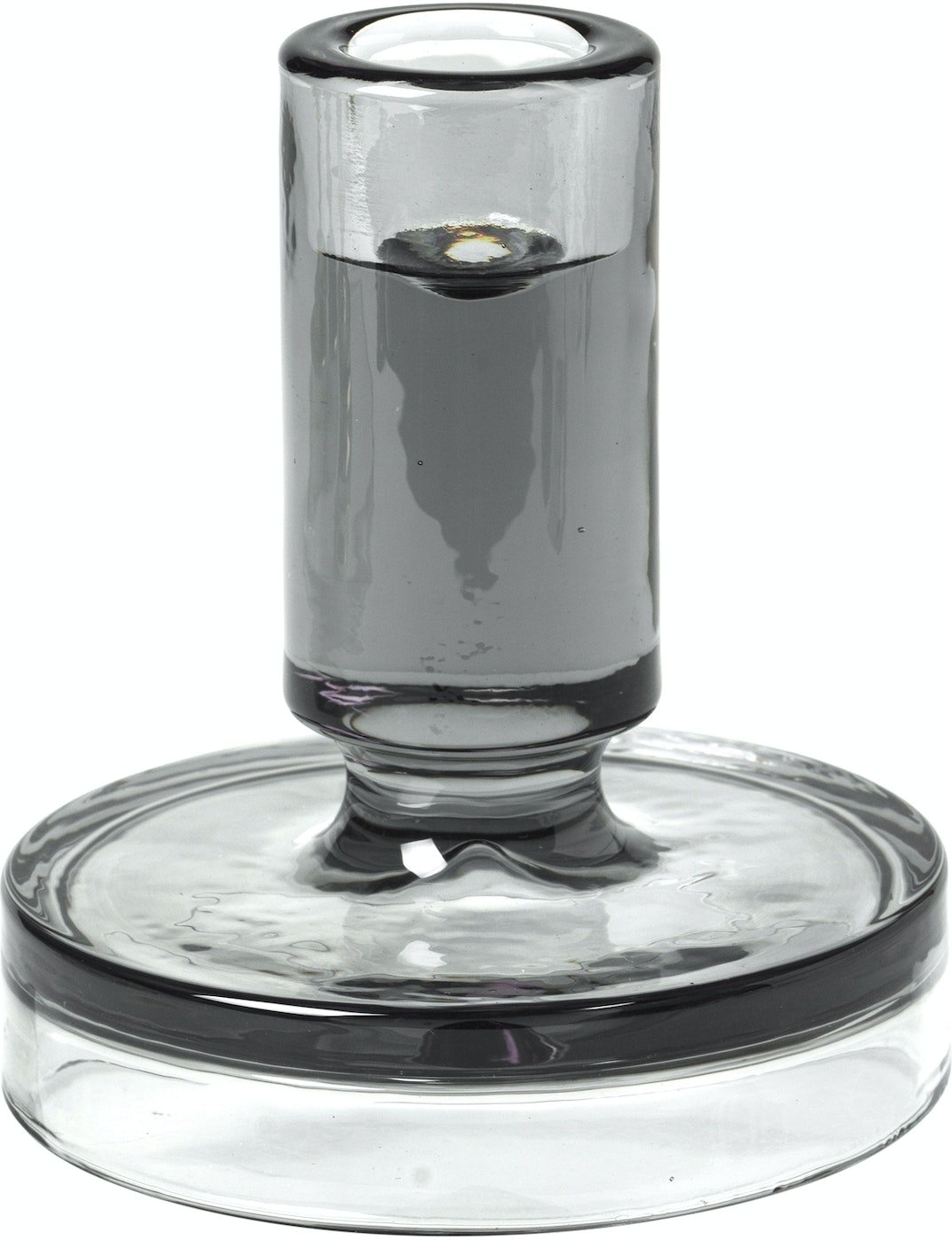 Lysestage i glas Broste Copenhagen Petra H11 x Ø10 cm mørk grå  -  elegant design til stagelys 21-26 mm