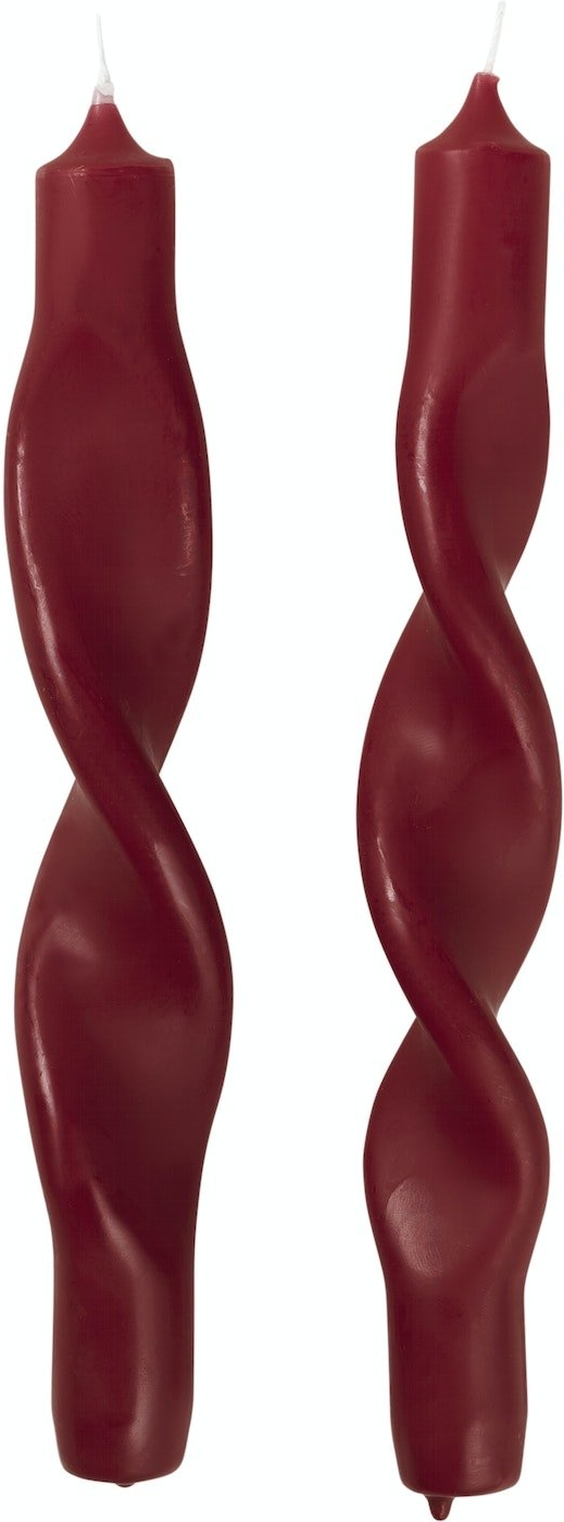 Stearinlys/kronelys Broste Copenhagen Twist paraffinvoks Ø2,4x23 cm rød
