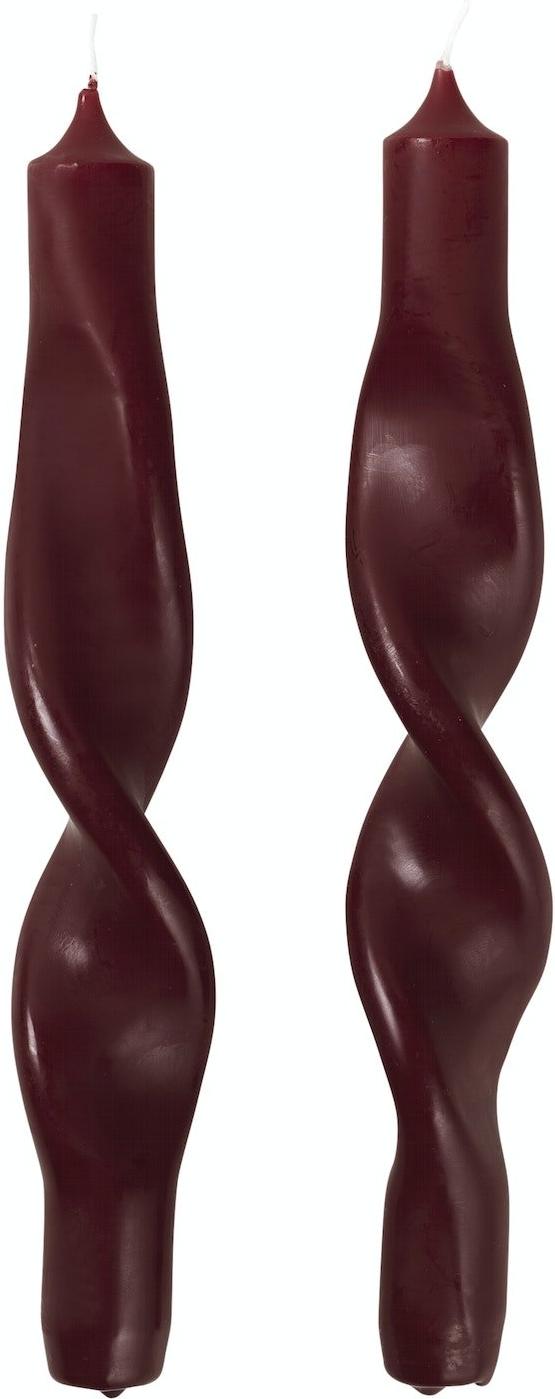 Stearinlys/pindellys Broste Copenhagen Twist mørk rød paraffinvoks D2,4xH23 cm