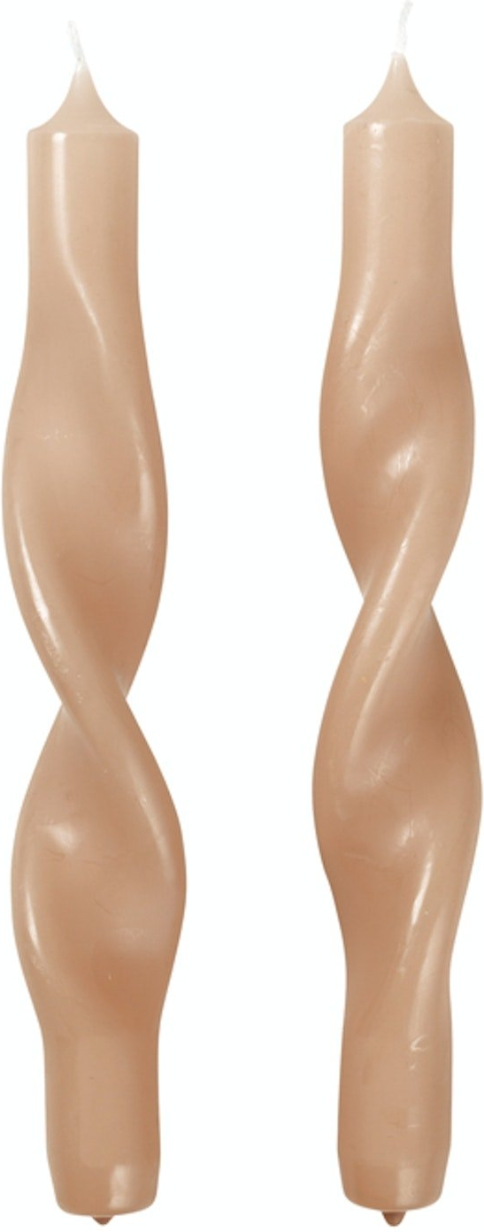 Stearinlys Broste Copenhagen Twist D2,4ÃH23 cm brun  -  paraffinlys med 9 timers brændetid