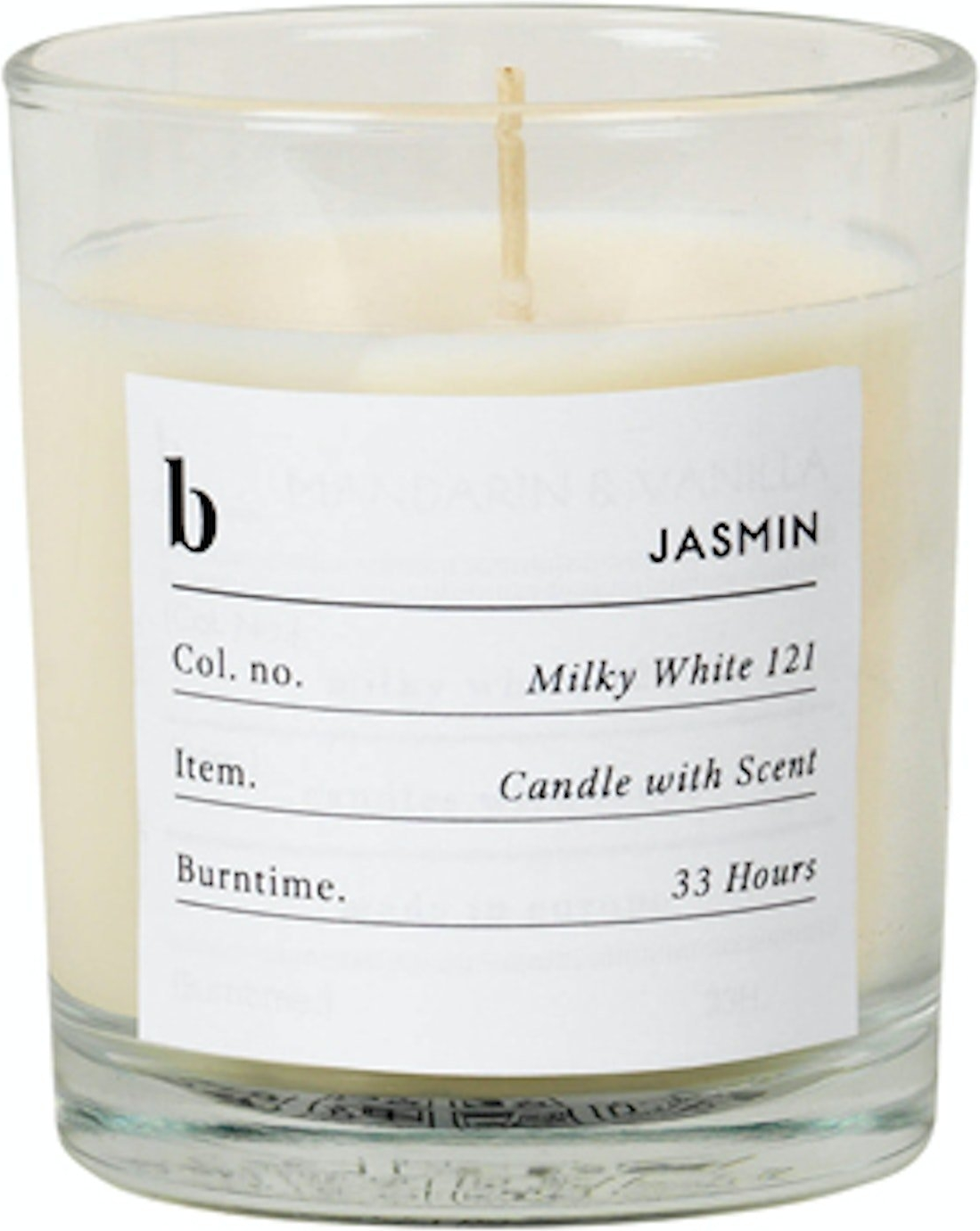 Duftlys Broste Copenhagen Jasmin i glas Ø7,4 x H8,3 cm klar/beige 32 t. brændetid