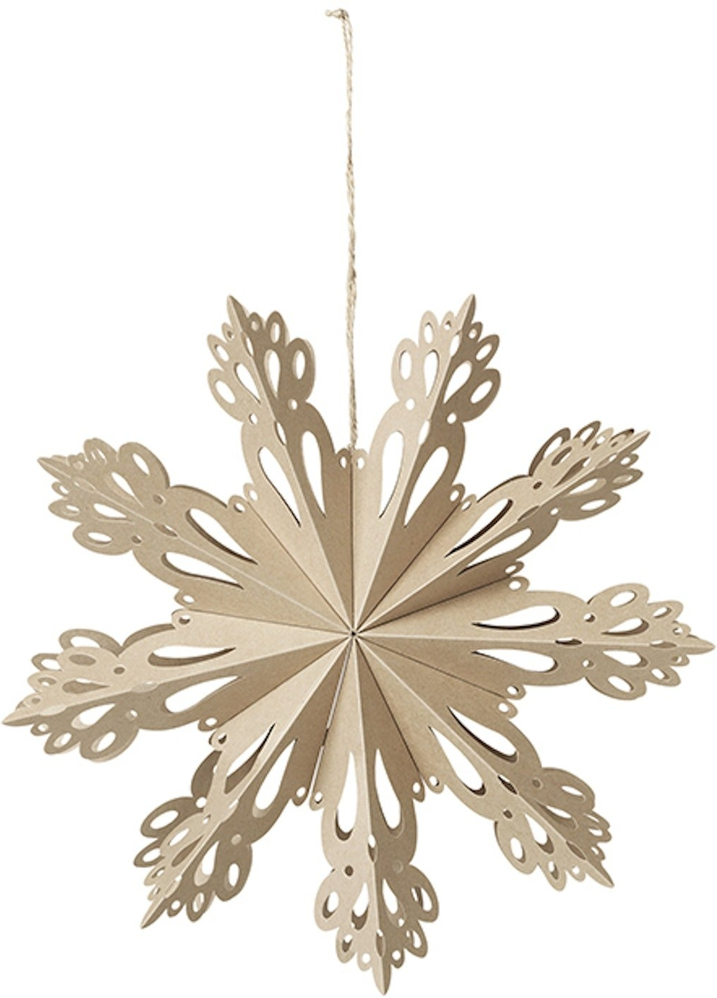 Juledekoration Broste Copenhagen Snowflake juleophæng i papir brun Ø30 cm