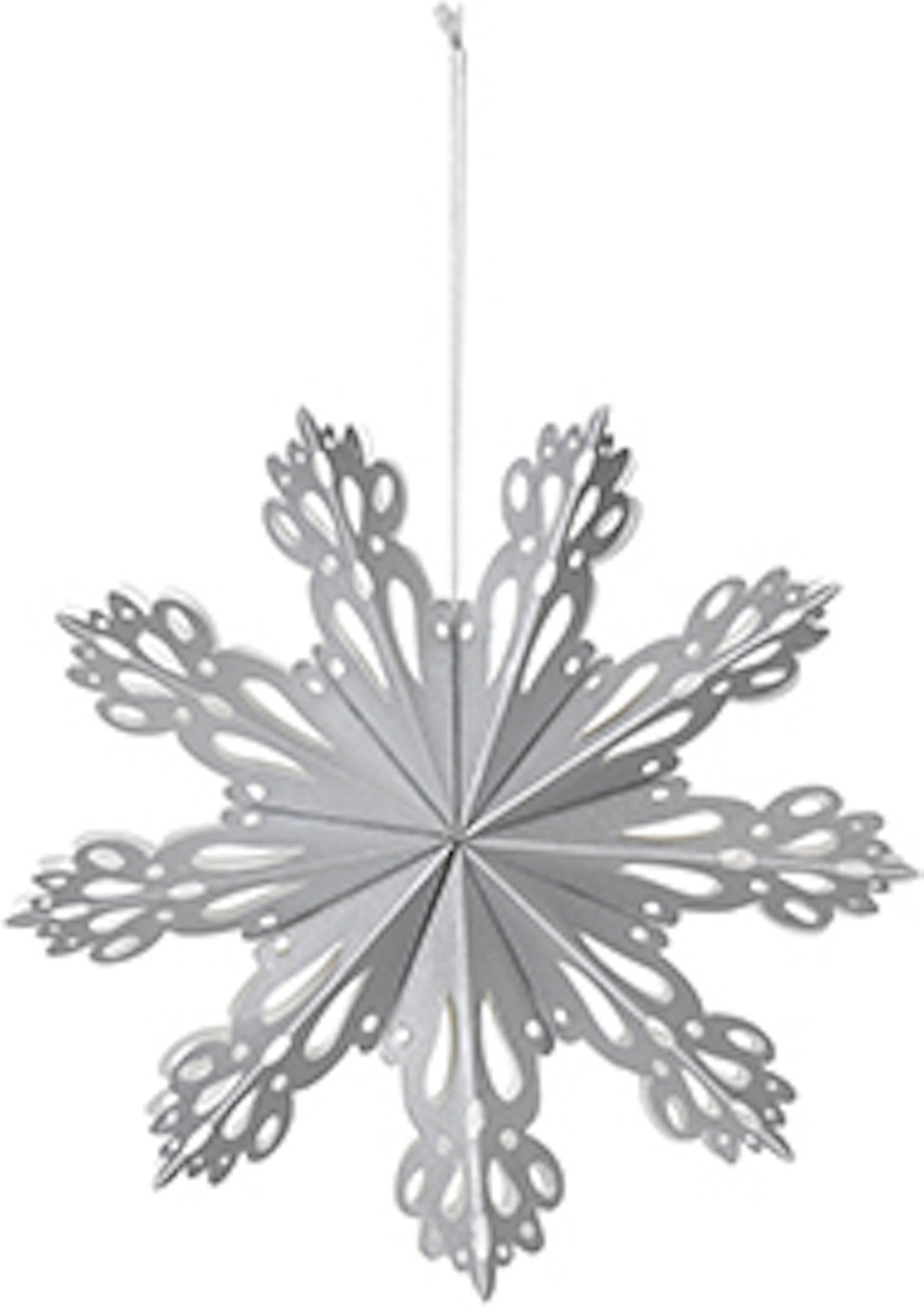 Juledekoration Broste Copenhagen Snowflake papir sølv Ø15 cm
