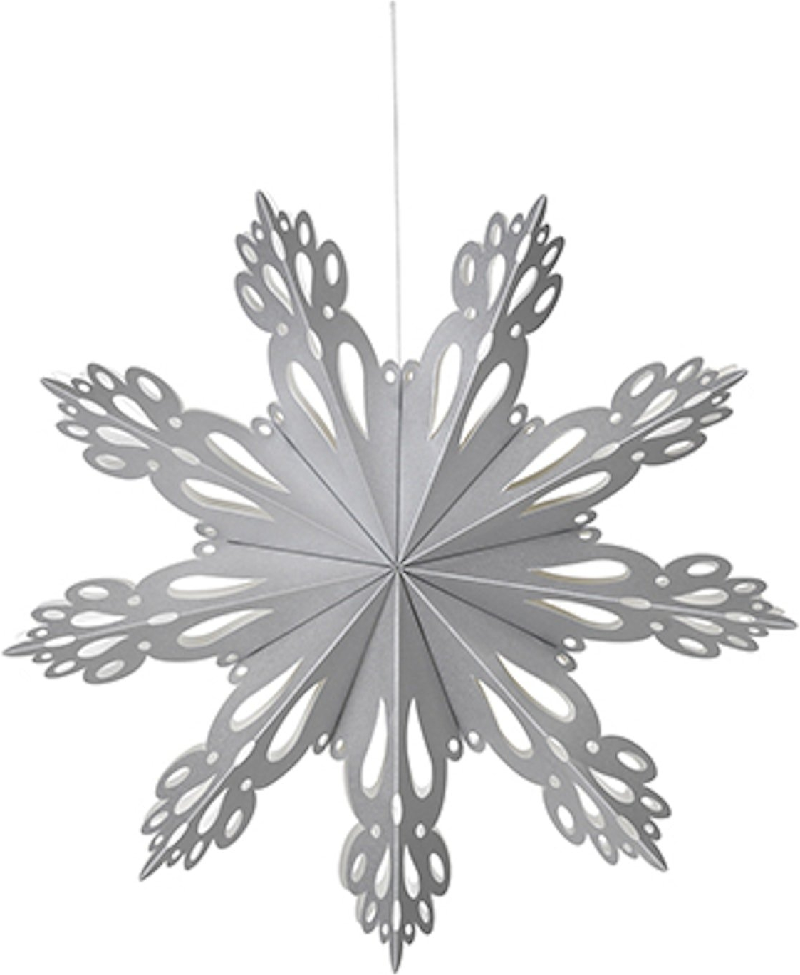 Juledekoration Broste Copenhagen Snowflake Ø30 cm Sølv papirsnefnug genanvendeligt papir