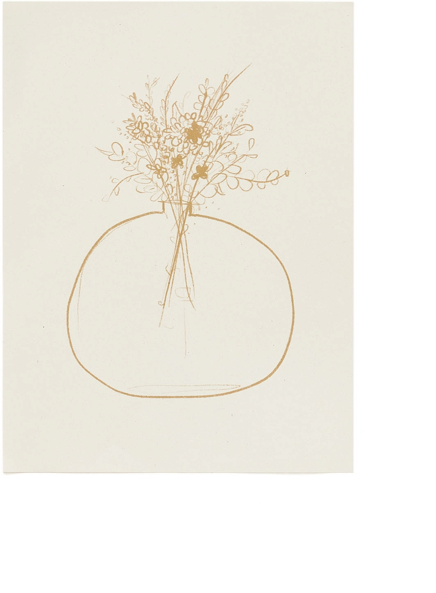 Papirprint Kave Home Erley nordisk moderne blomsterprint sennep H10ÃB21ÃL28 cm vægkunst