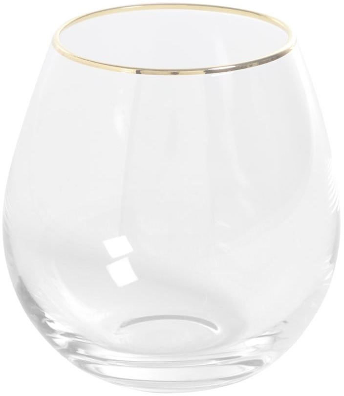 Drikkeglas Kave Home Rasine serie 6-pak guld/klar 0,4 l Ø9Ã10 cm