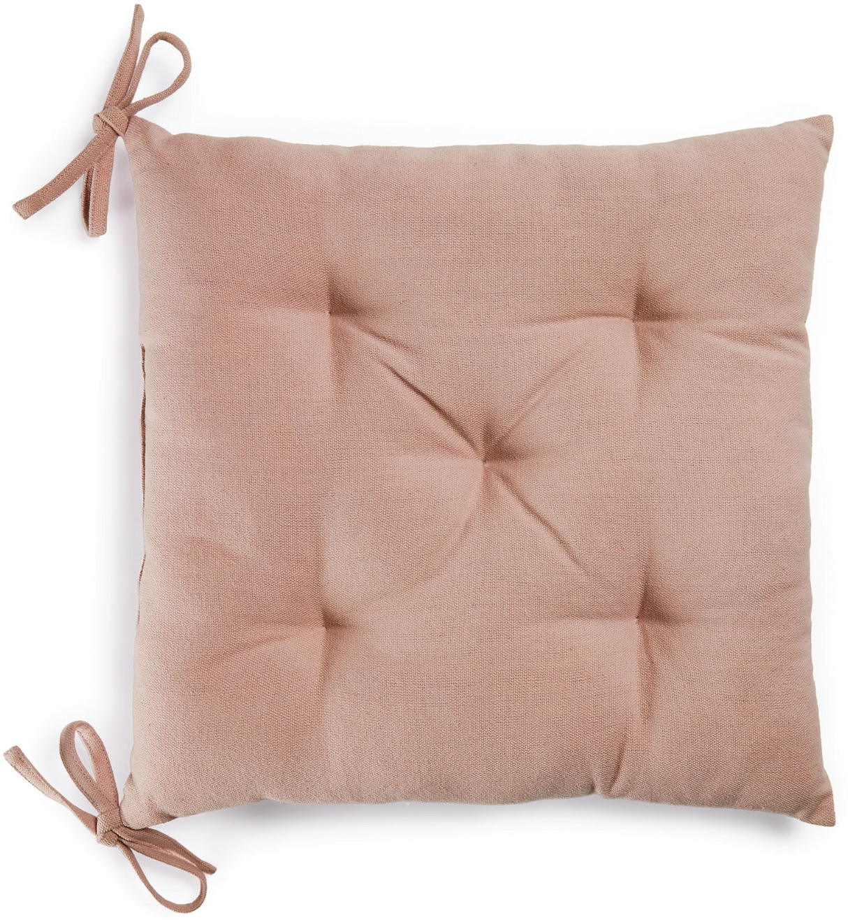 Spisestolssædehynde Kave Home Suyai 45x45x7 cm tufted bomuld/polyester lyserød med bånd