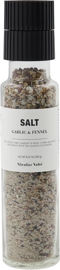 Salt med kværn Nicolas Vahé Salt-serie Garlic & Fennel
