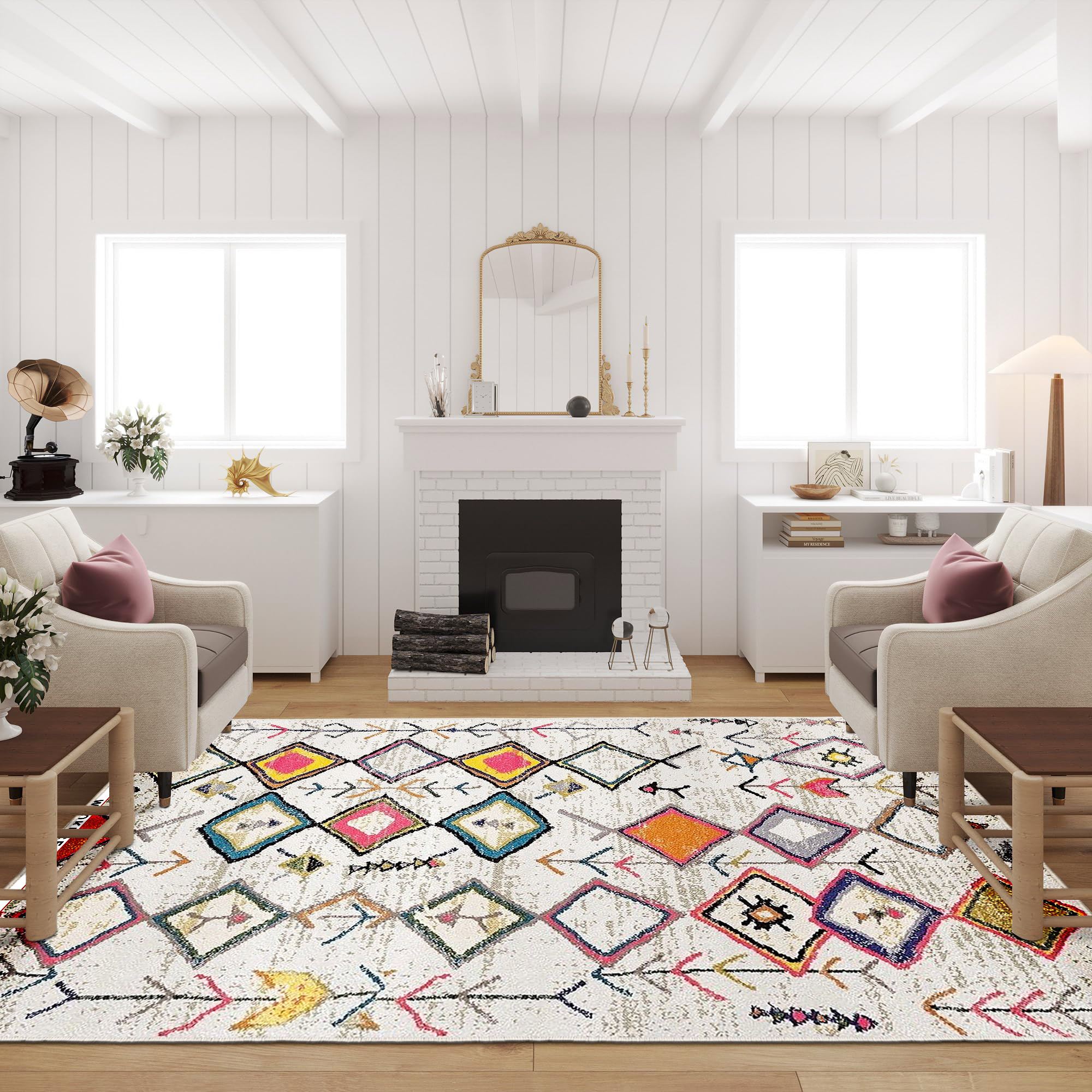 TEPPI W1024 gulvtæppe, rektangulær - multifarvet polyester (60x100)