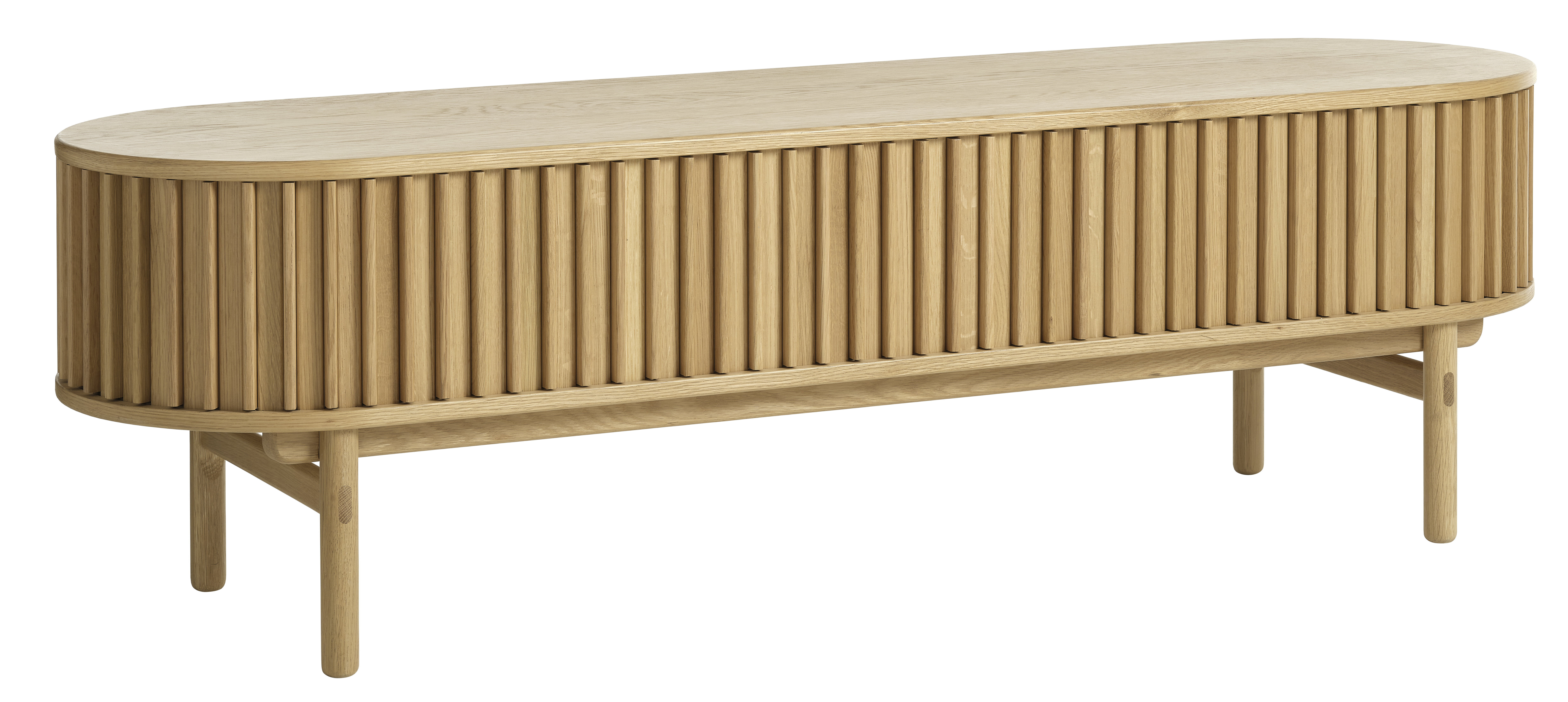 Carno TV-bord, m. 2 skydelåger, 1 skuffe - natur egefinér og egetræ (160x45)
