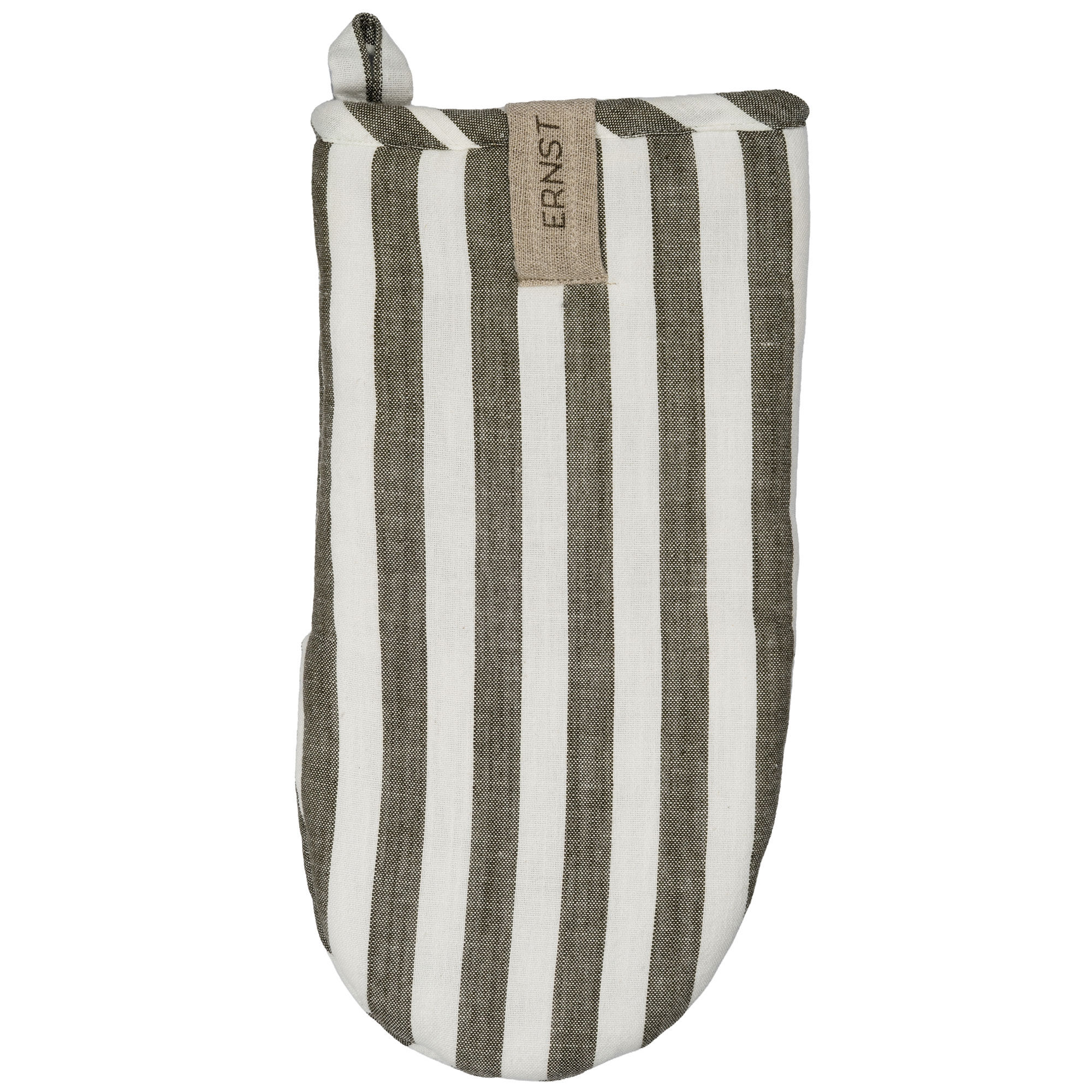 Ernst Grillhandske 16 x 30 cm bredstribet, salvie/hvid