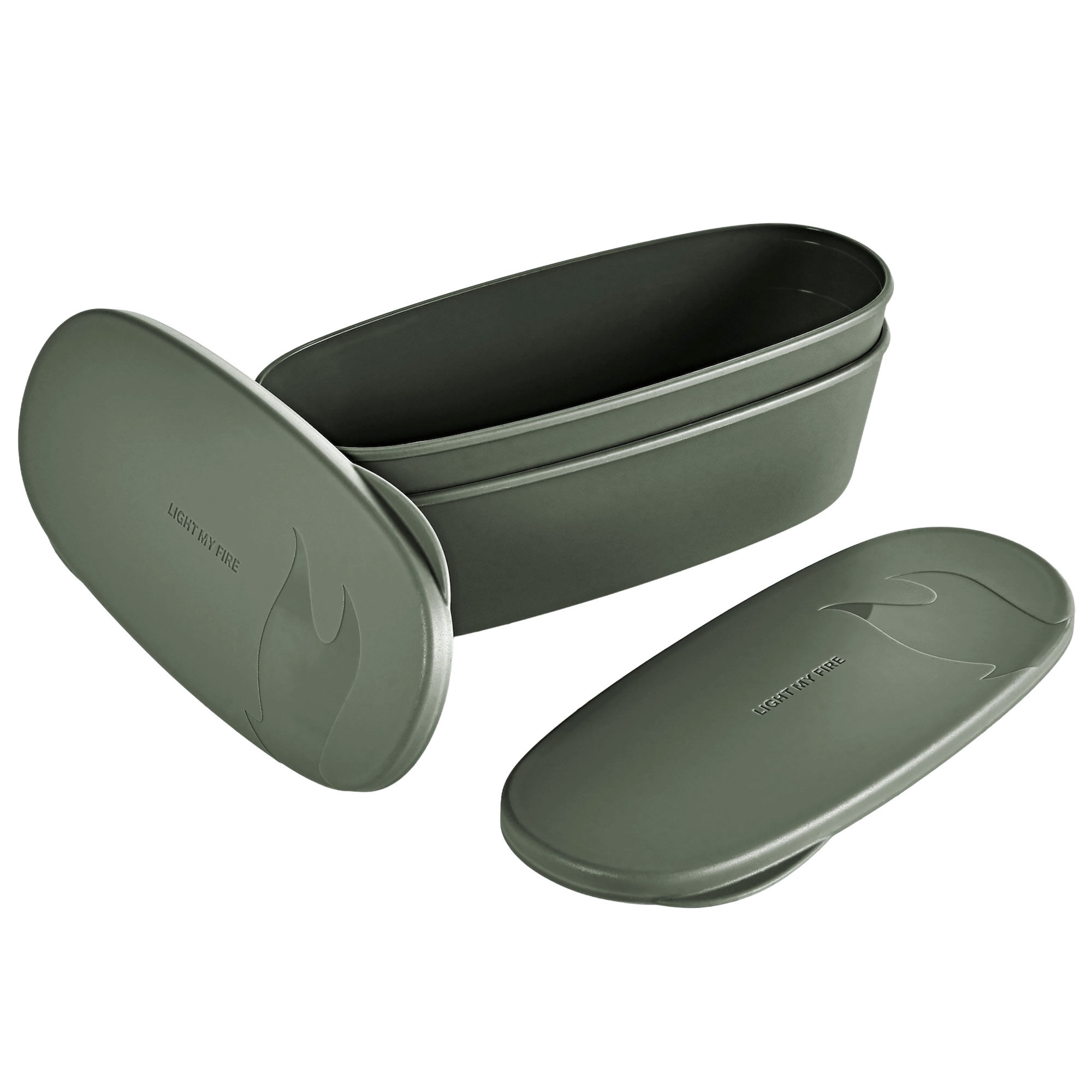 Light my fire Snapbox oval beholder, sage green, 2-stk.