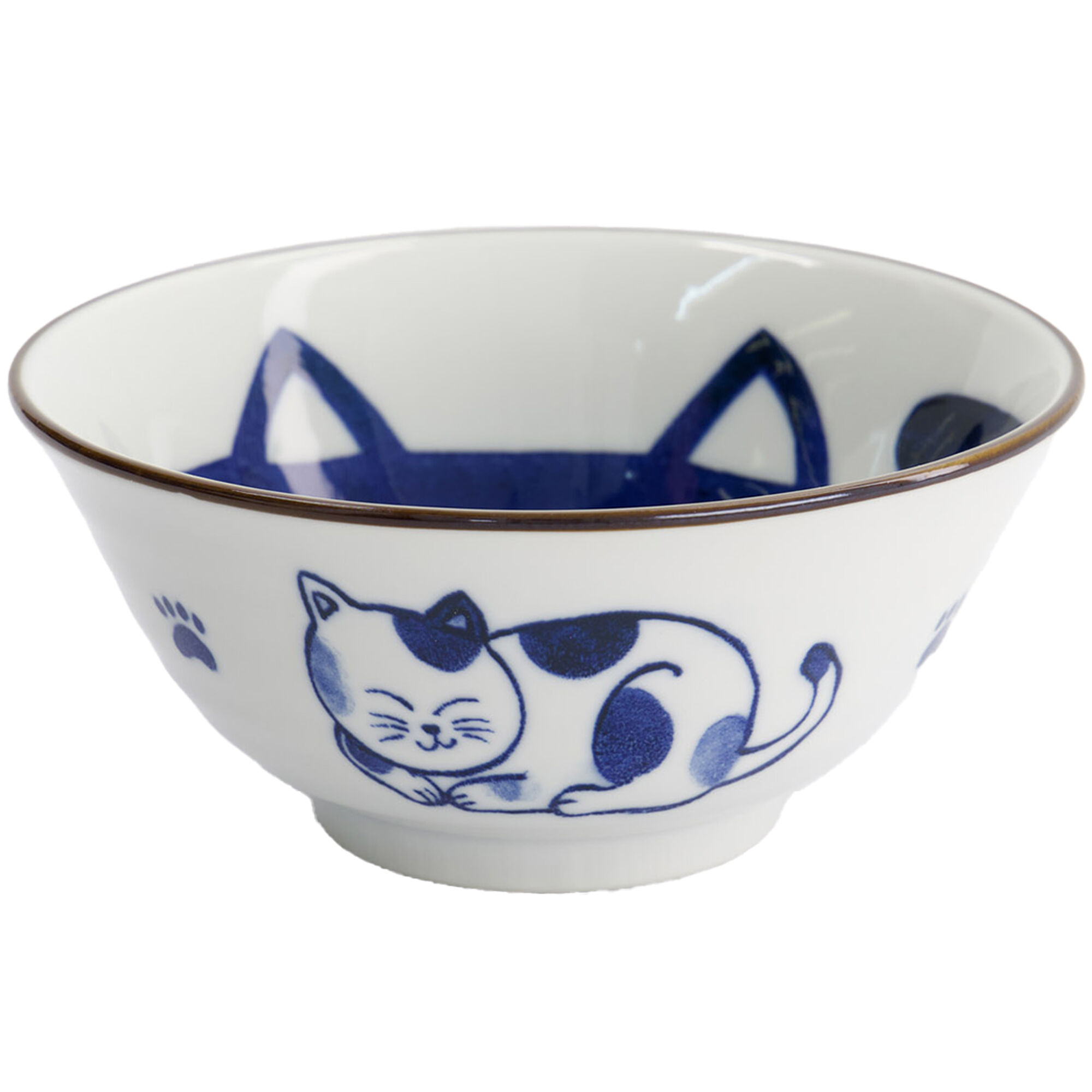Tokyo design studio Kawaii Tayo Cat Neko skål 0,5 liter, blå/hvid (33413)
