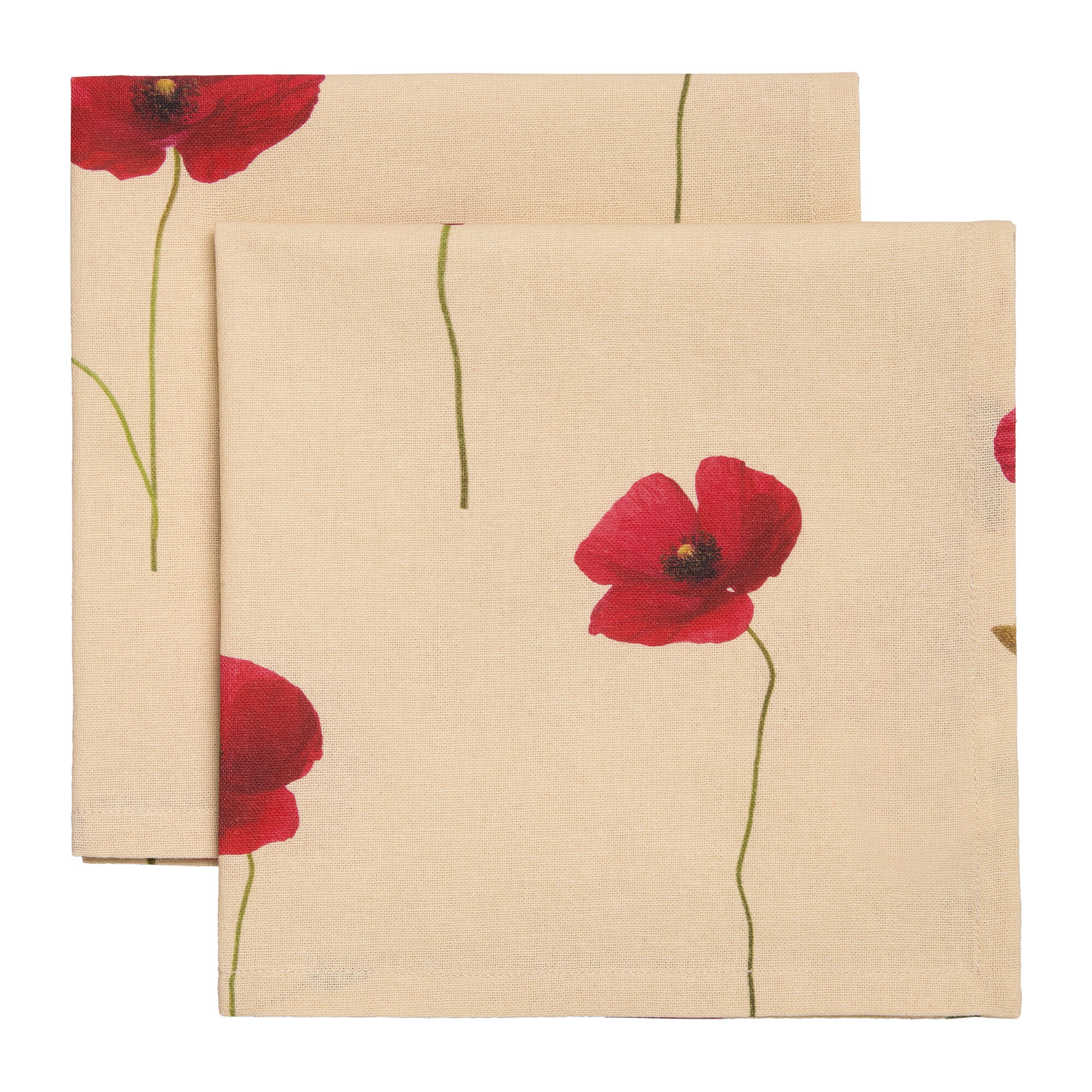 Decotique Vallmo servietter 45 x 45 cm, 2-pak  -  beige/rød