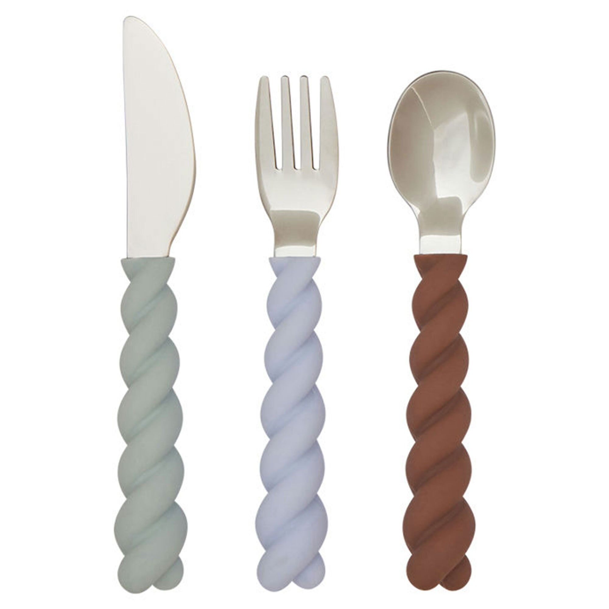 OYOY Mini Mellow børnebestik, mint/choko/blue