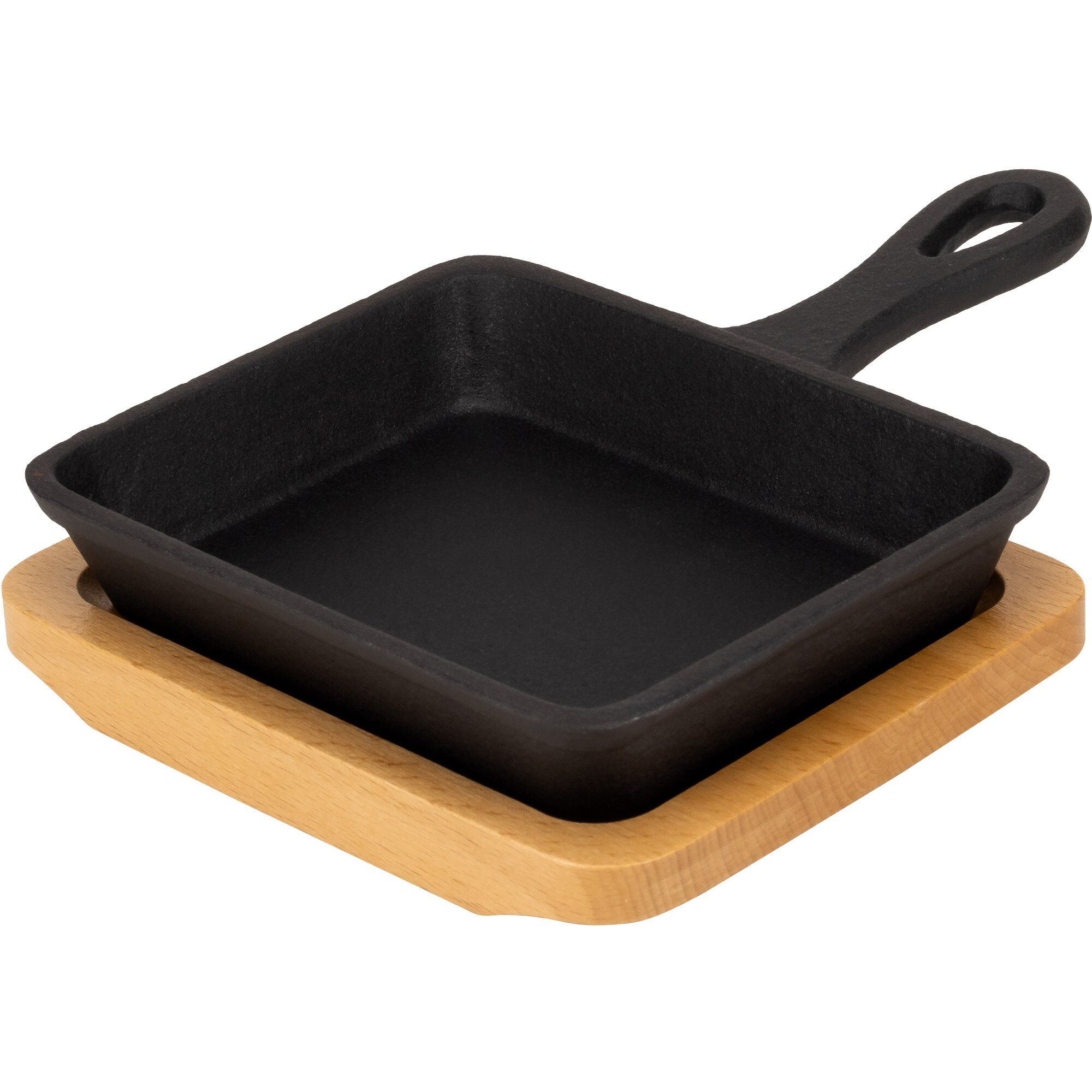 Essentials Støbejerns Serveringspande 12 cm, bordskåner i træ