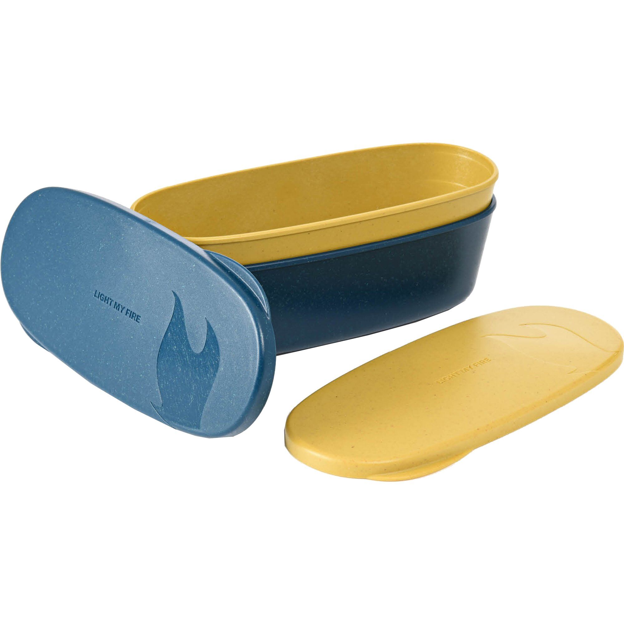 Light my fire SnapBox oval, musty yellow / hazy blue, 2-pak