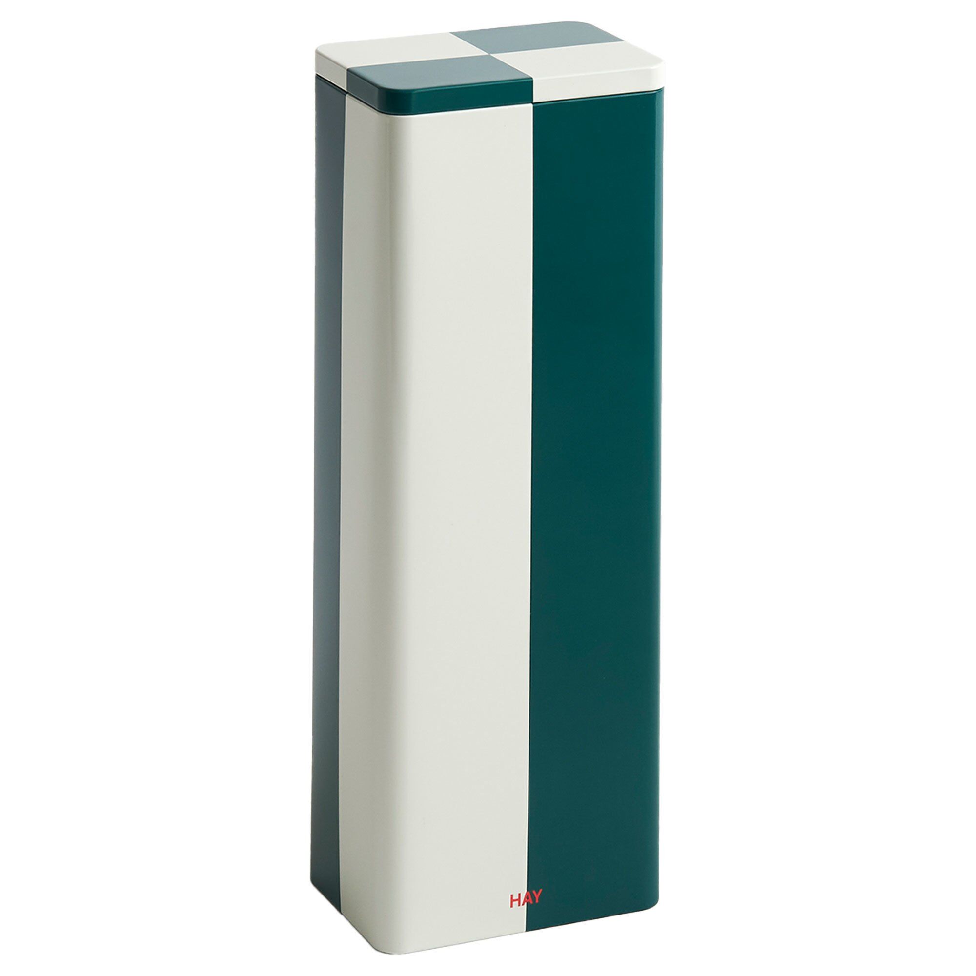 Hay Tin Container, slim, green/off-white