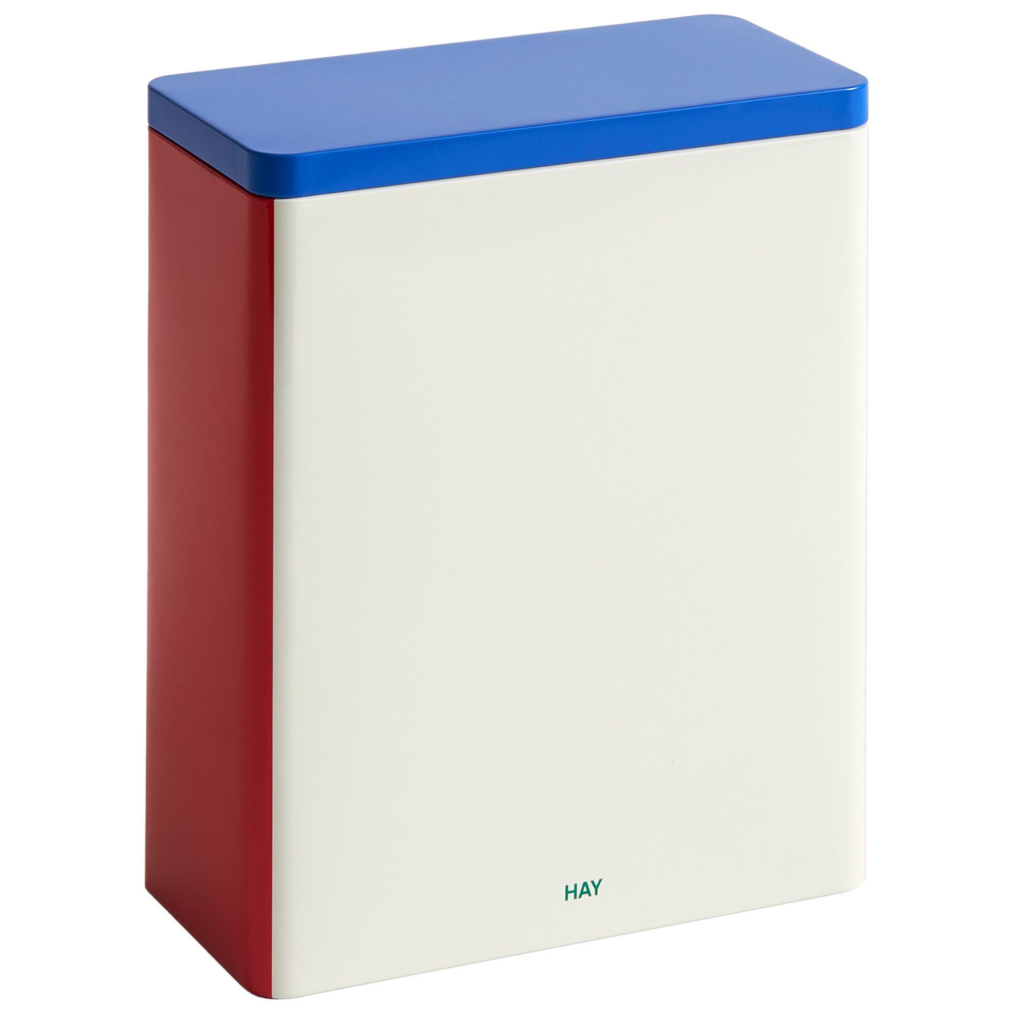 Hay Tin Container, off-white/blue/red