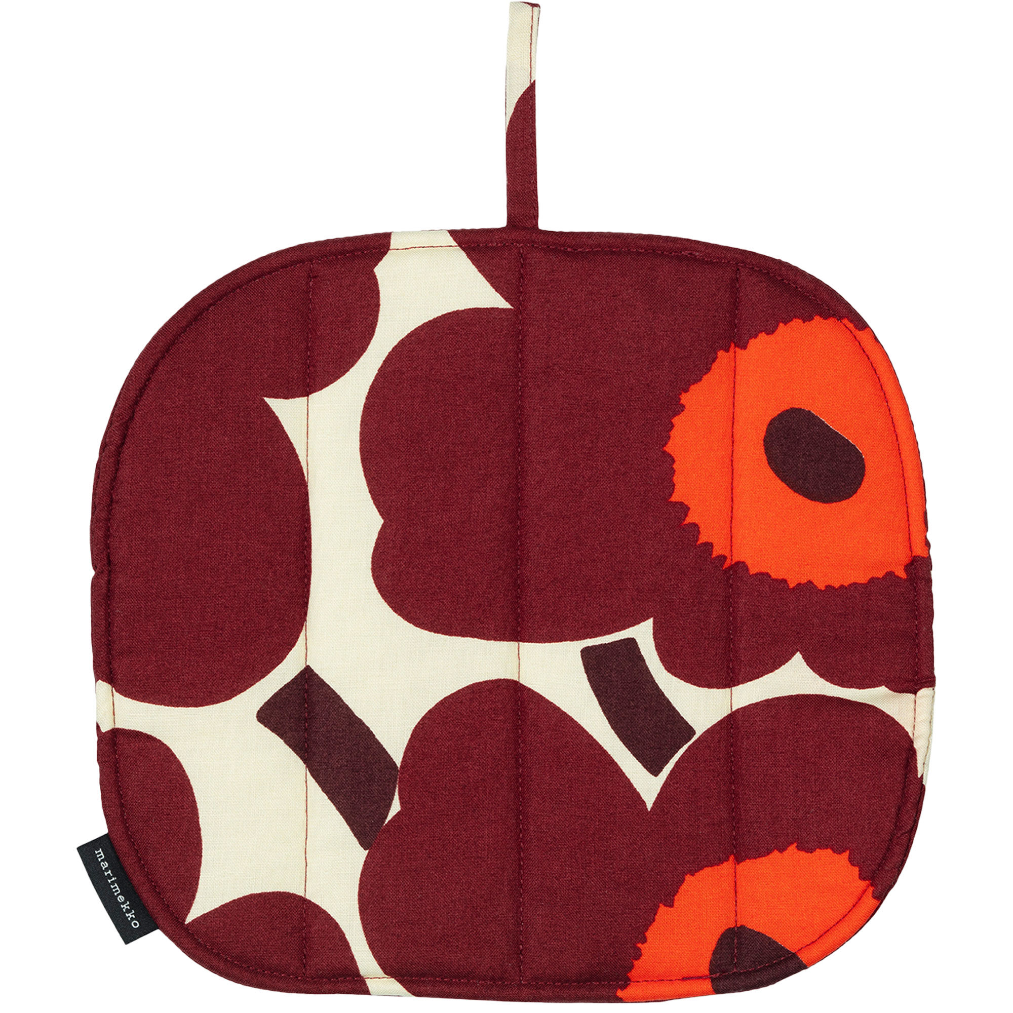 Marimekko Pieni Unikko Grydelap, vanilje/vinrød/rød
