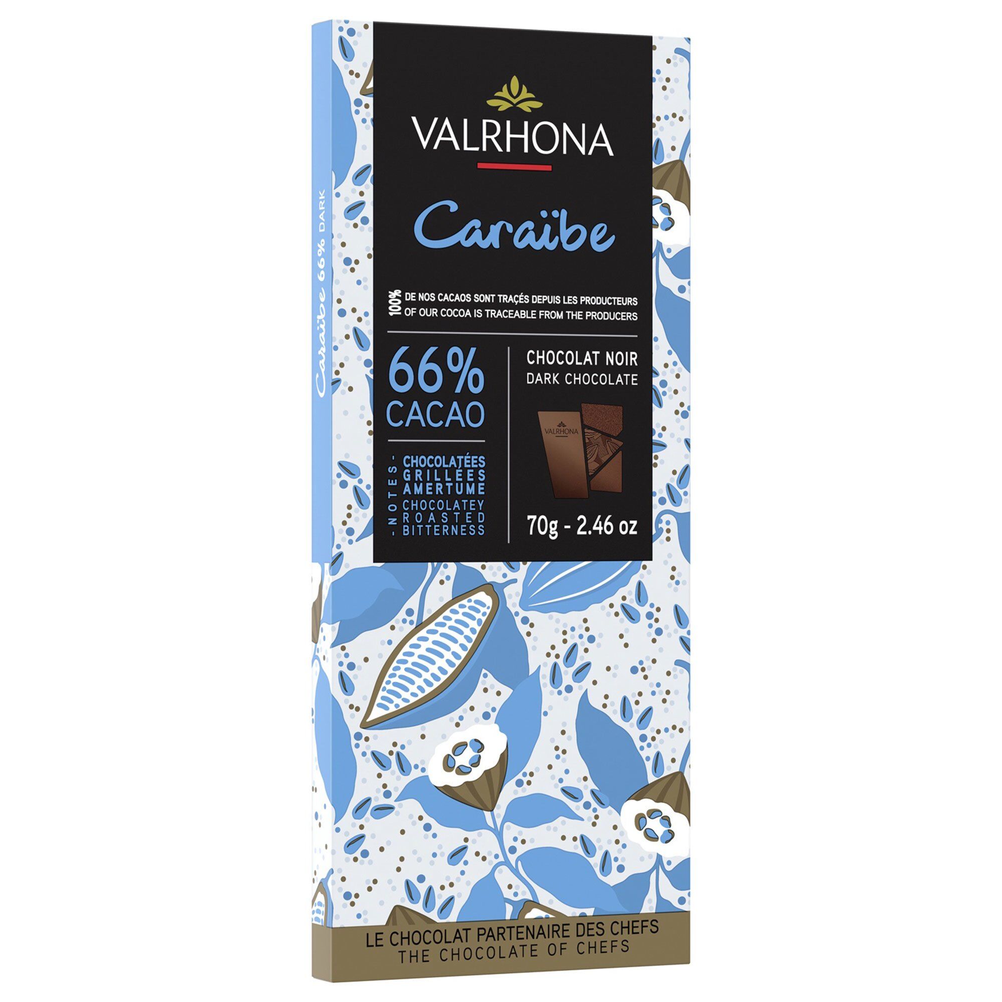 Valrhona Caraibe 66% chokoladebar, 70 g