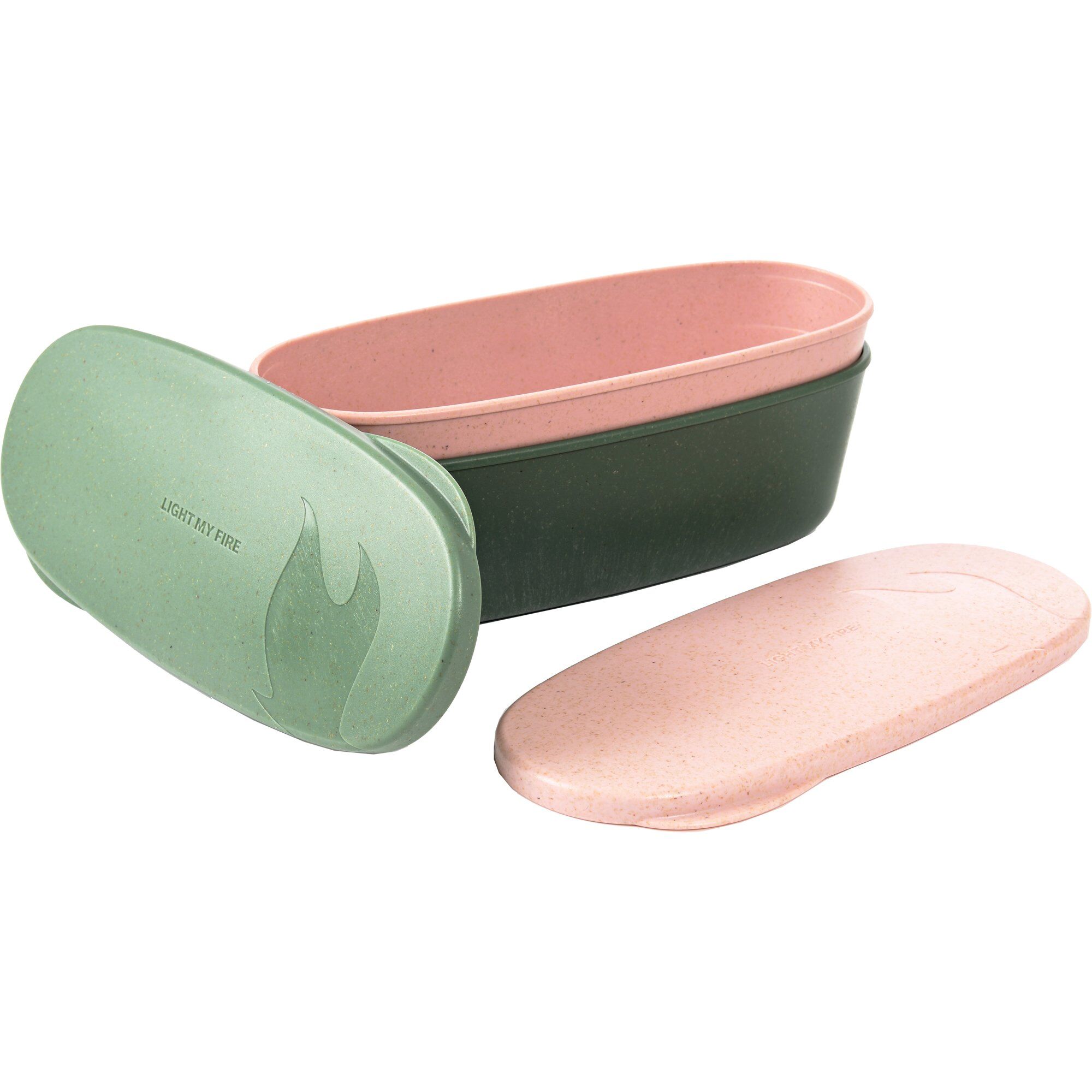 Light my fire SnapBox oval, sandy green / dusty pink, 2-pak