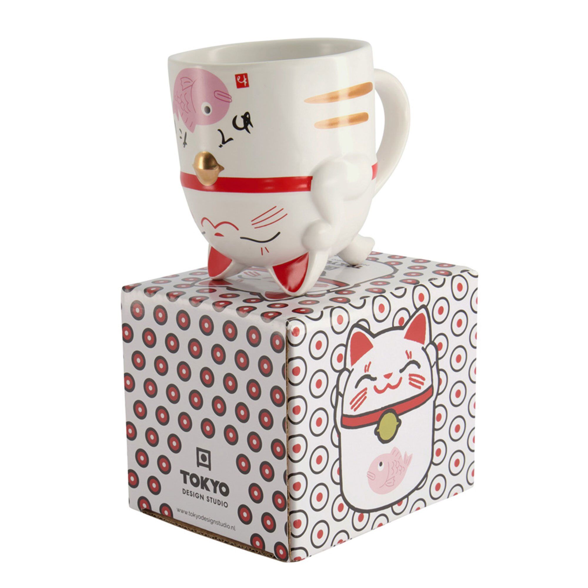 Tokyo design studio Kawaii Lucky Cat krus 35 cl, pink